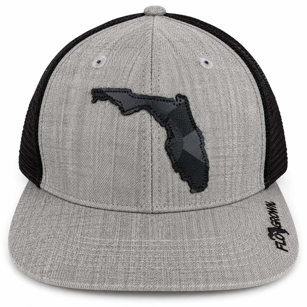 FloGrown Snapback Trucker Hat Gray Black Florida Patch Flat Bill